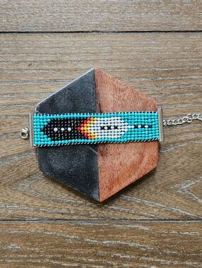 Handmade Turquoise Native-Inspired Bracelet - Warrior Feather